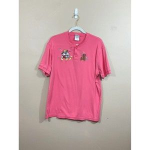 VTG Disney Store Mickey Minnie Mouse Shirt Size Small Pink Embroidered Pluto 90s
